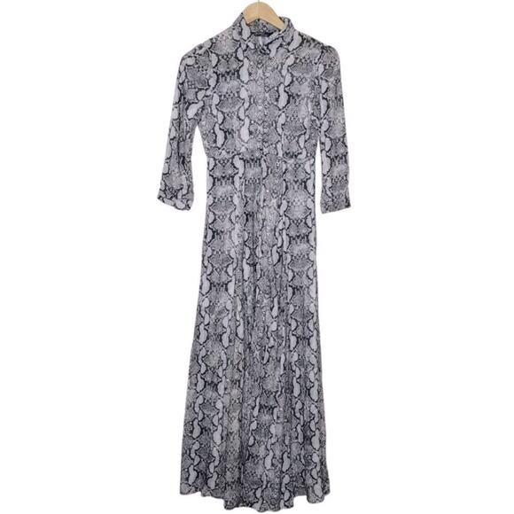 Zara Snakeskin Animal Print Maxi Dress Gray Size XS - Picture 1 of 3